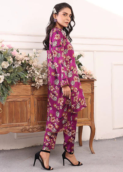 Nazmina Pret Printed Boski 2 Piece Suit Kp-321 Damson set