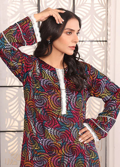 Nazmina Pret Printed Boski 2 Piece Suit Kp-324 Spiral rainbow