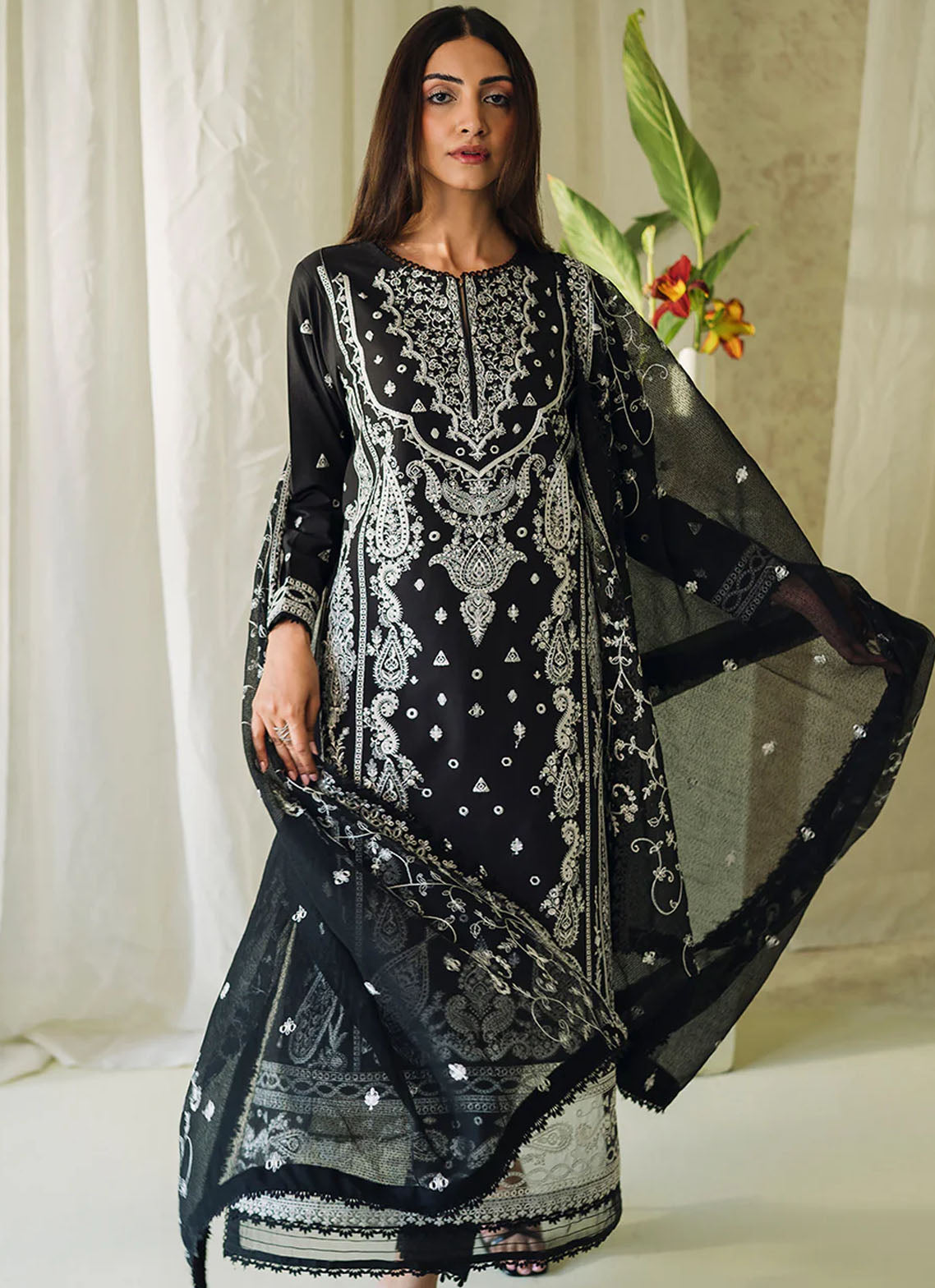 Neeshay Monochrome Unstitched Lawn Collection 2024 Elysian