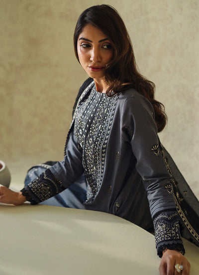Neeshay Monochrome Unstitched Lawn Collection 2024 Fume