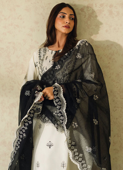 Neeshay Monochrome Unstitched Lawn Collection 2024 Ivory