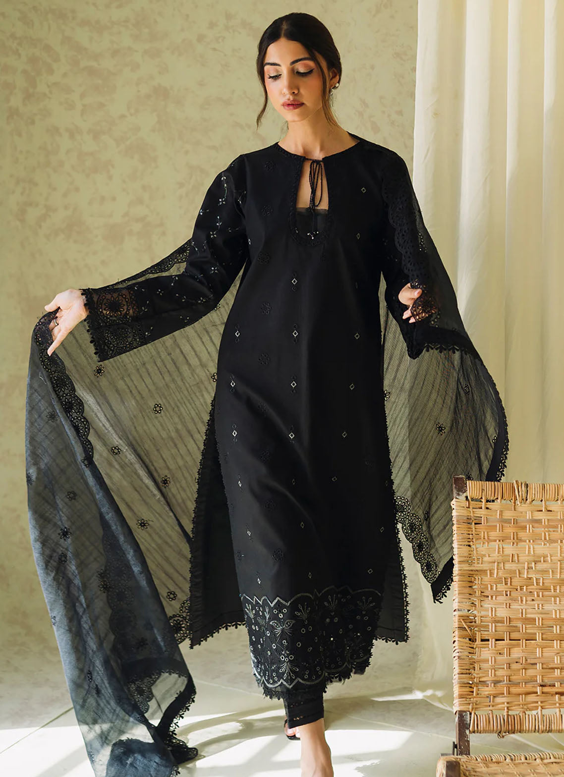 Neeshay Monochrome Unstitched Lawn Collection 2024 Midnight