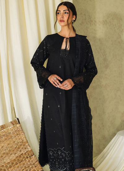 Neeshay Monochrome Unstitched Lawn Collection 2024 Midnight