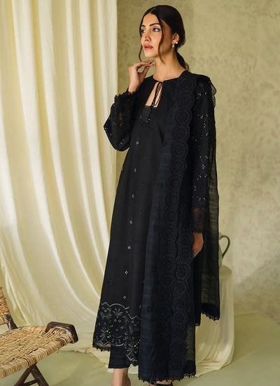 Neeshay Monochrome Unstitched Lawn Collection 2024 Midnight