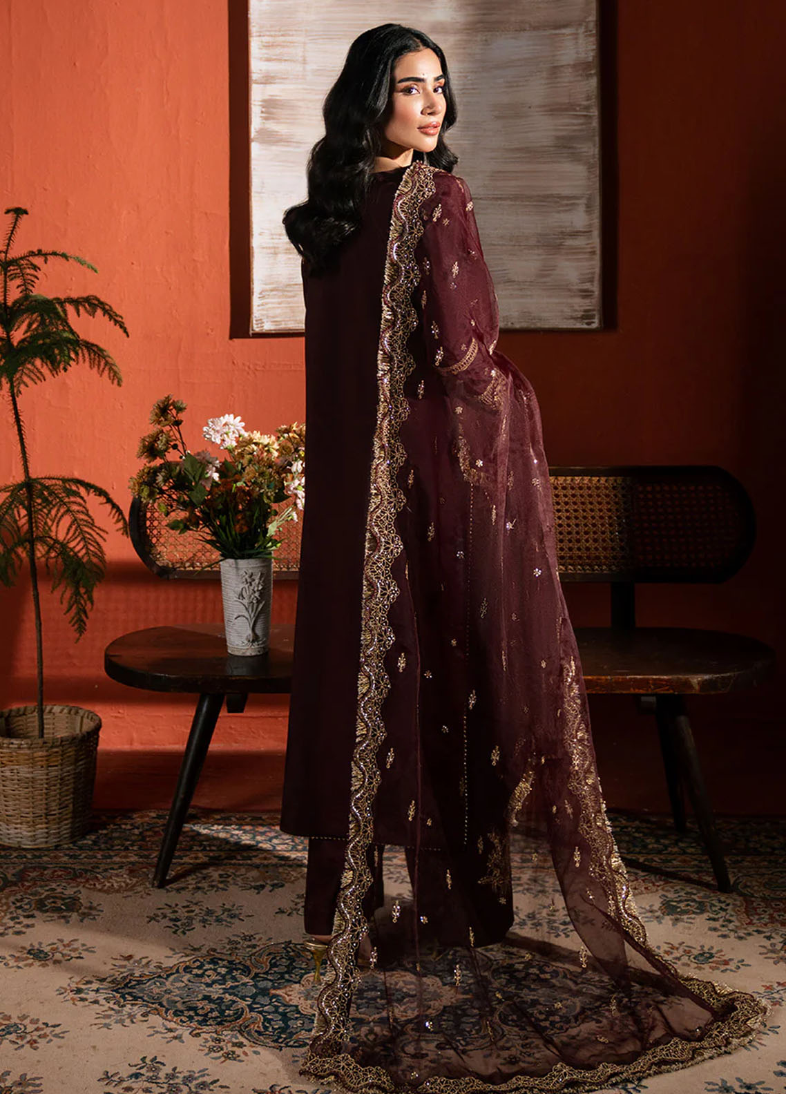 Neeshay Pret Embroidered Raw Silk 3 Piece Suit RS-06