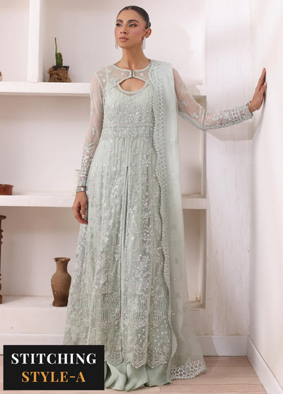 Noor By Saadia Asad Chiffon De Luxe Formal Collection 2024 D-08 Sage