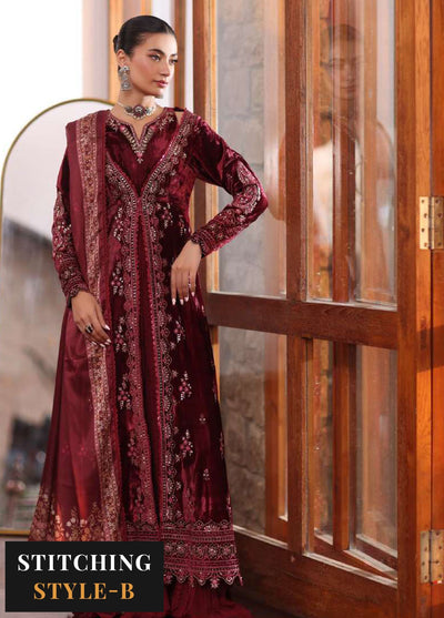 Noor By Sadia Embroidered  Suit Unstitched 3 Piece NSA24SW D-1 Qais - Winter Collection