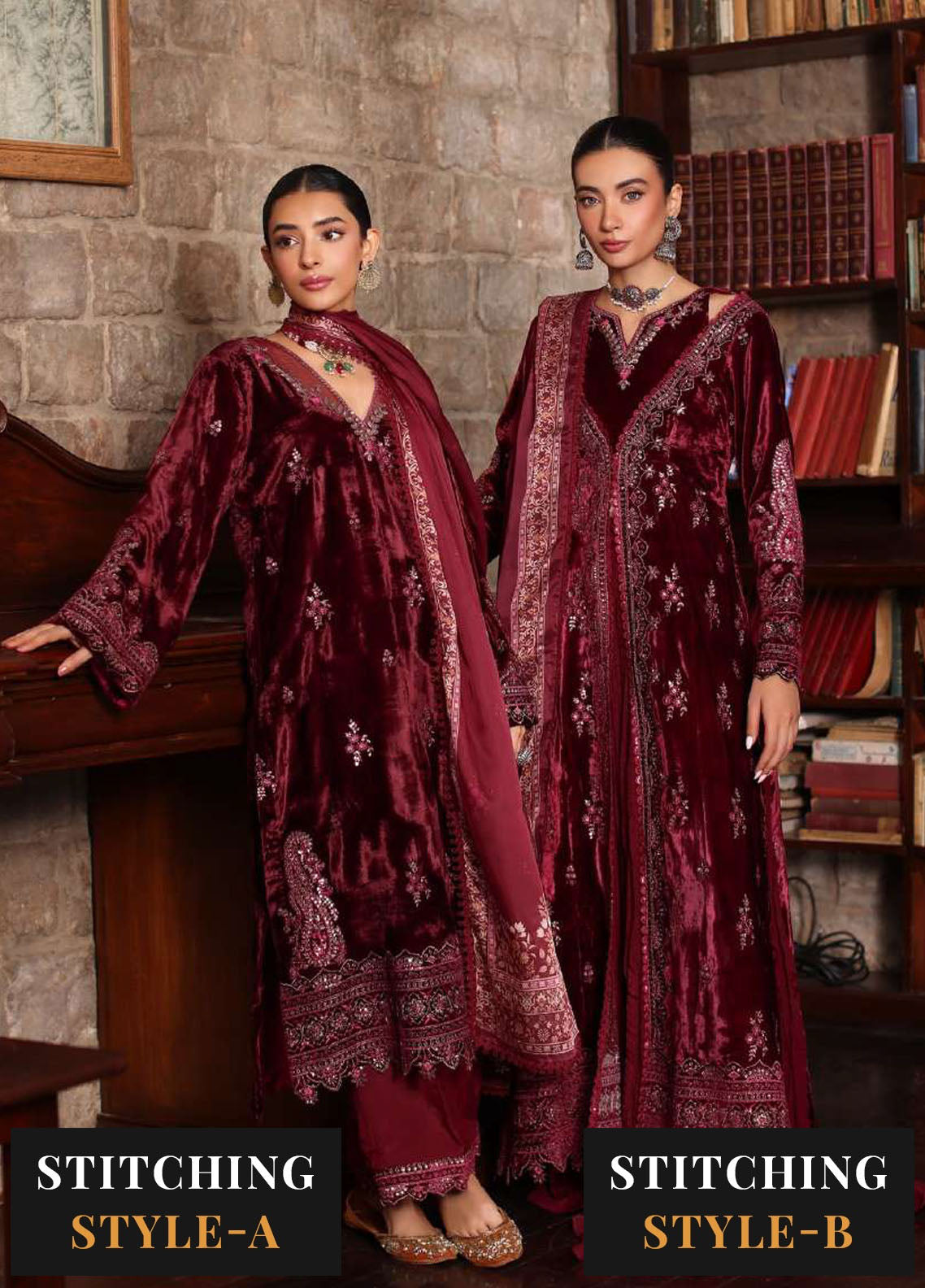 Noor By Sadia Embroidered  Suit Unstitched 3 Piece NSA24SW D-1 Qais - Winter Collection