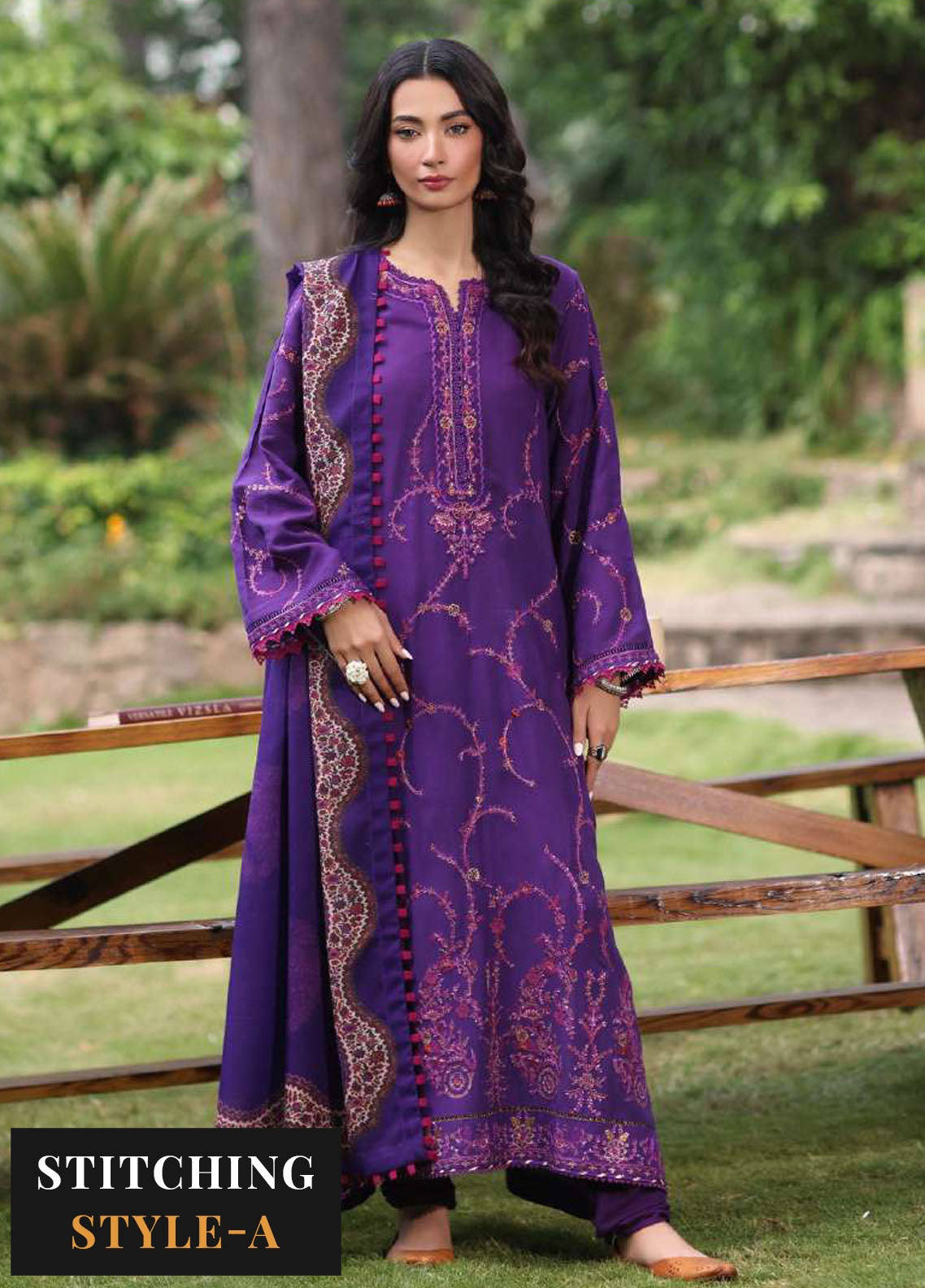 Noor By Sadia Embroidered  Suit Unstitched 3 Piece NSA24SW D-6 Gul E Lal - Winter Collection