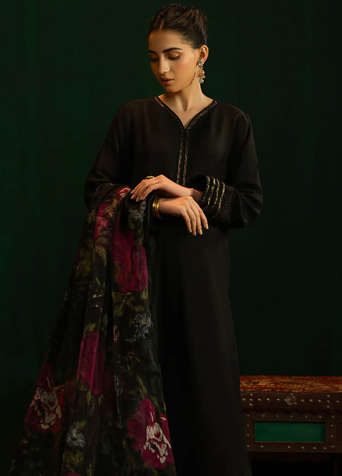 Noosh Pret Embroidered Korean Raw Silk 3 Piece Suit Nisha