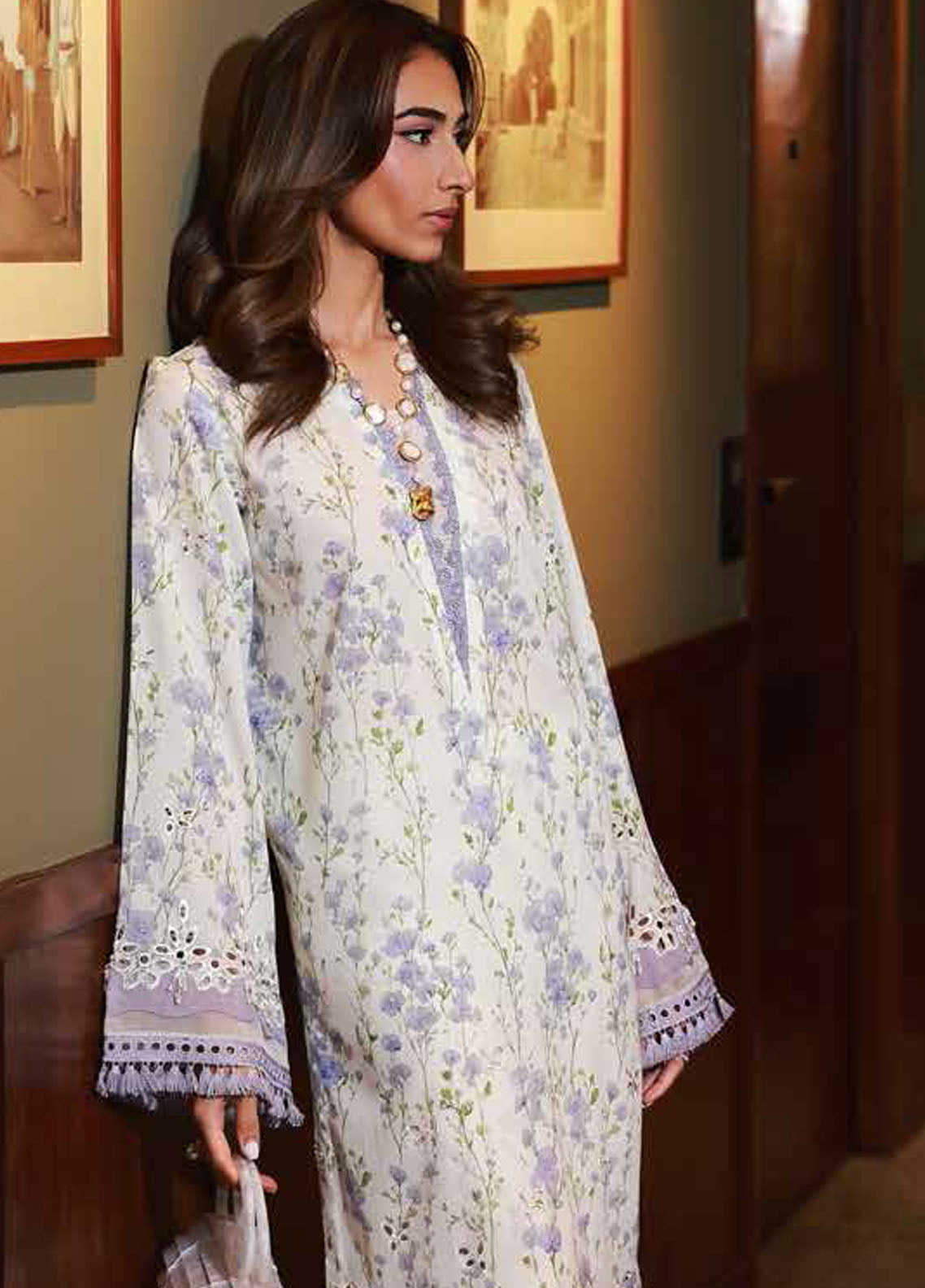 Nureh Chikankari Lawn Suits Unstitched 2 Piece NU25BRU NU2-174