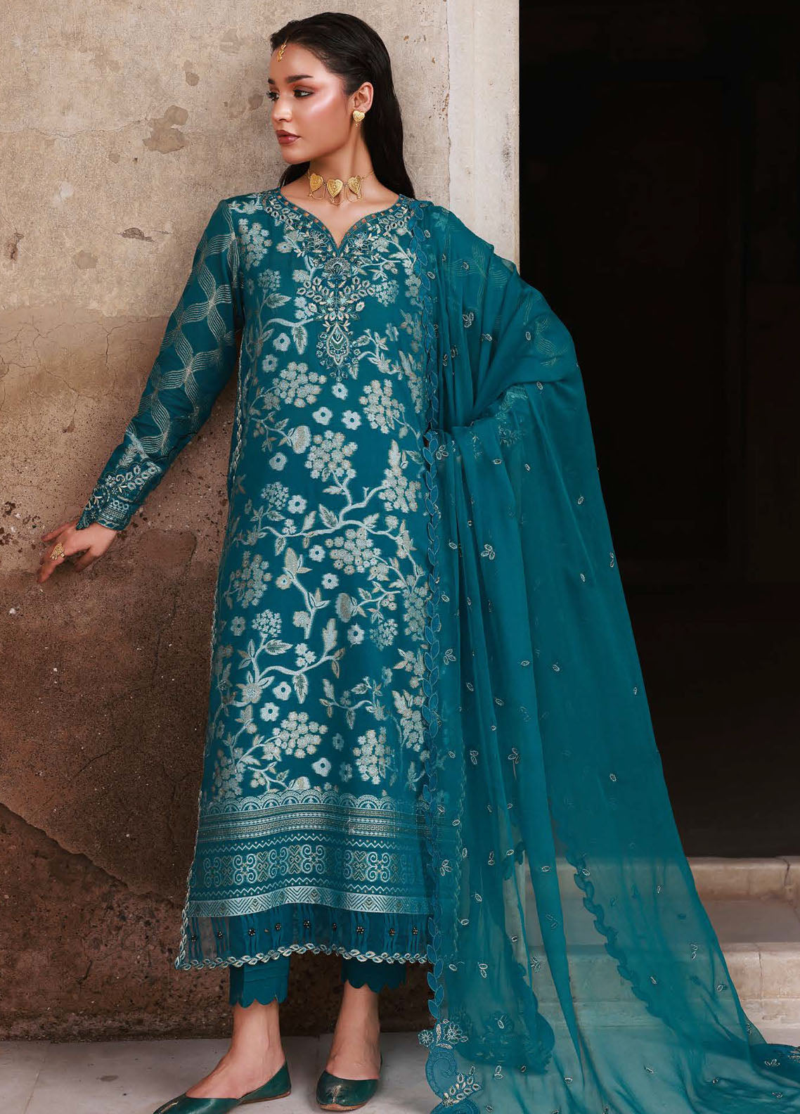 Nureh Embroidered Jacquard Suits Unstitched 3 Piece NU25MJ D-01 NJ-101