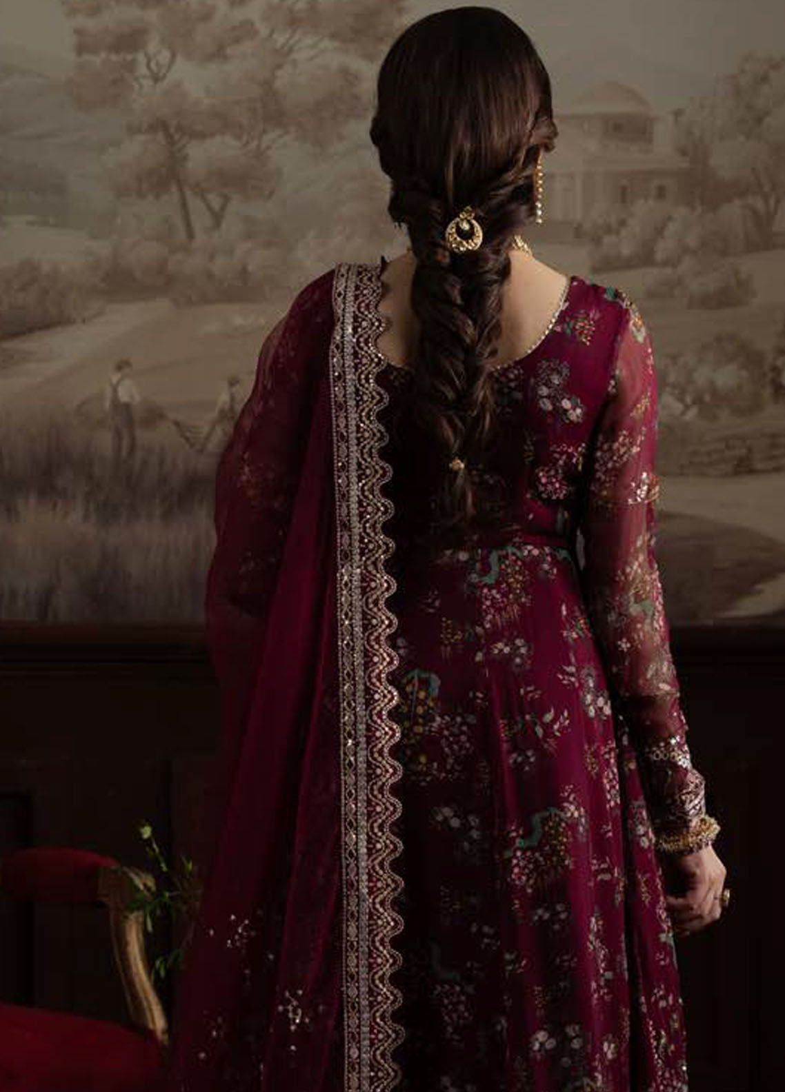 Nureh Embroidered Chiffon Suits Unstitched 4 Piece Suit NU25ELU NEL-72