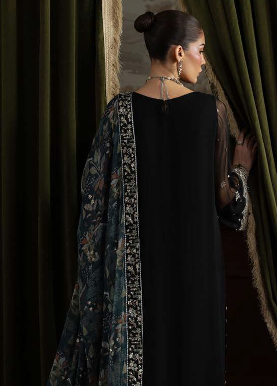 Nureh Embroidered Chiffon Suits Unstitched 4 Piece Suit NU25ELU NEL-75