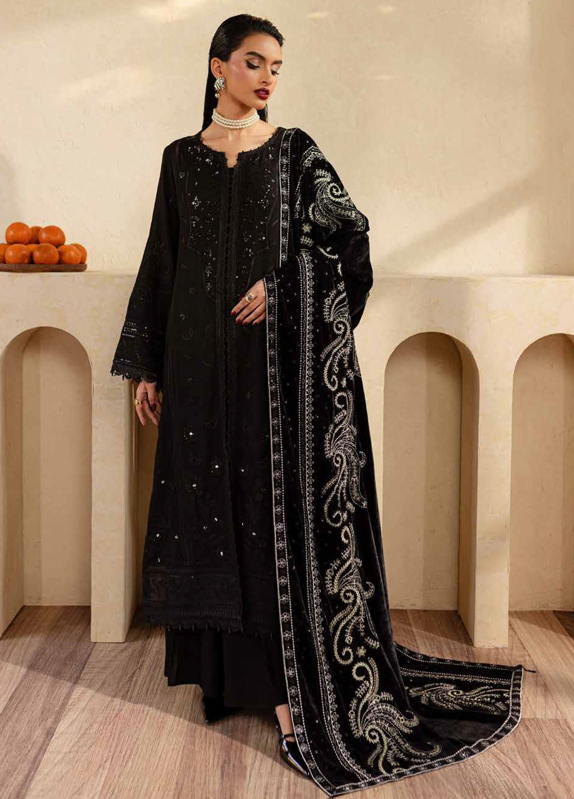 Nureh Exclusive Unstitched Velvet Shawl Collection 2024 NE-128