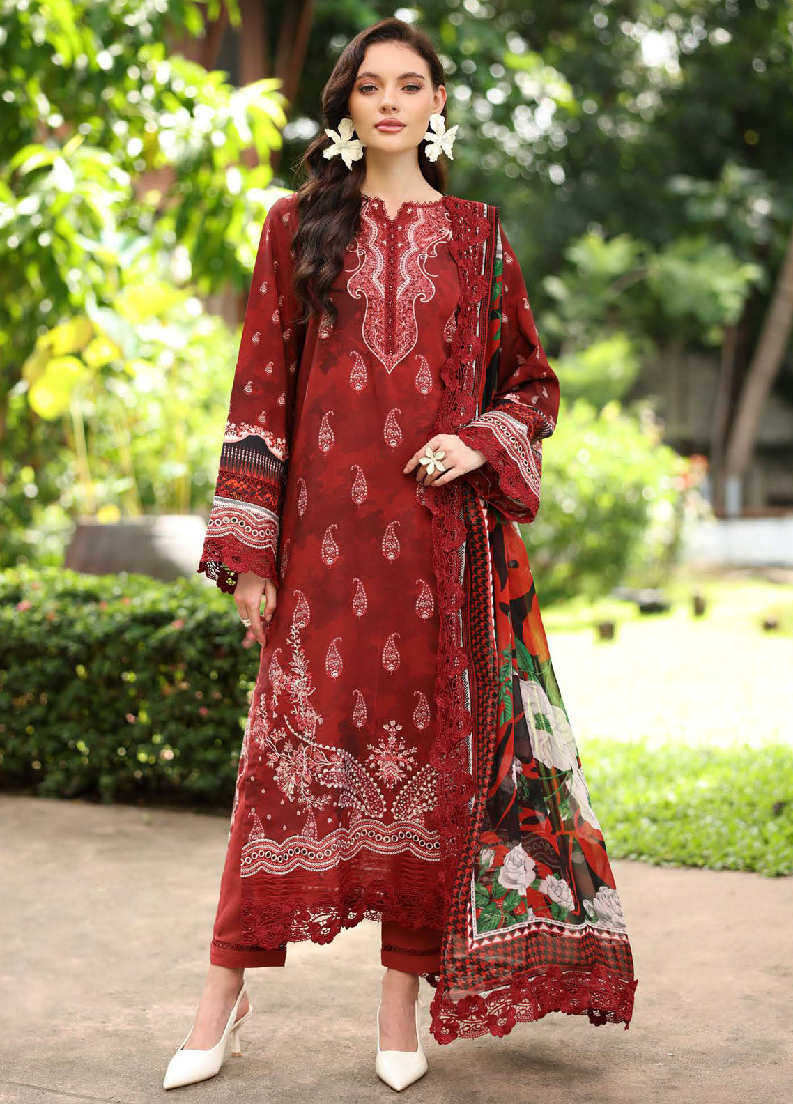 Nureh Embroidered Linen Suits Unstitched 3 Piece NU25DU DD-18