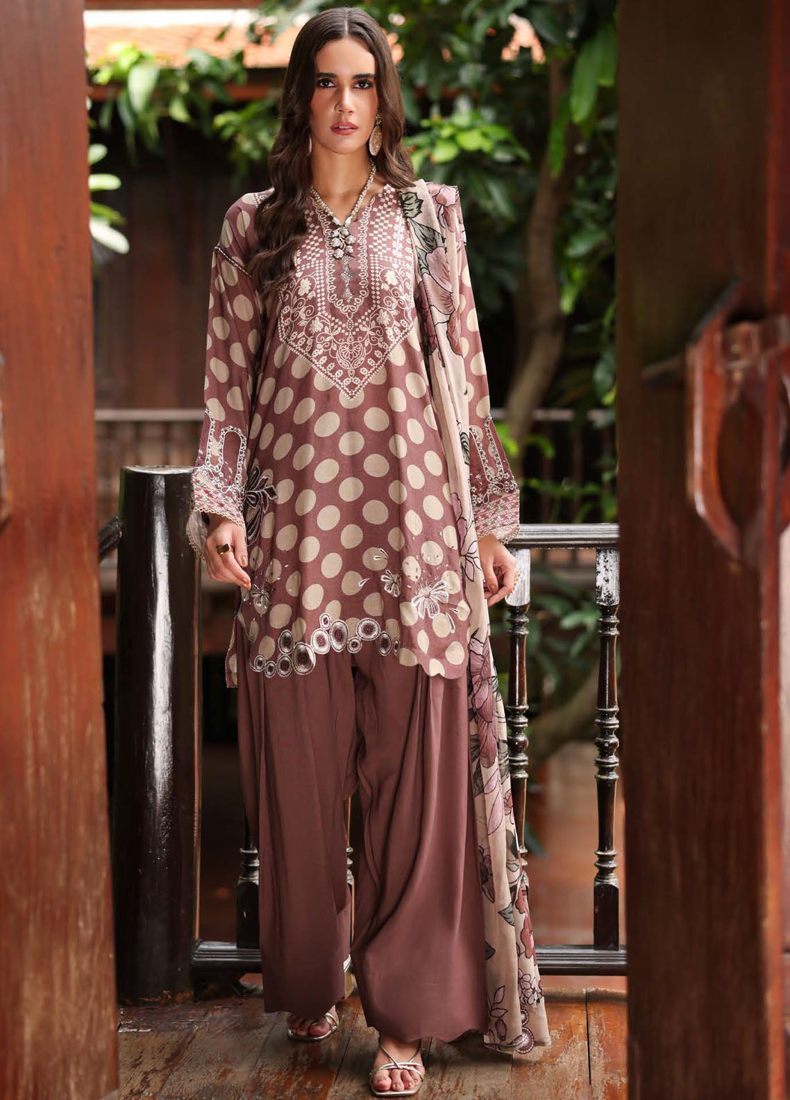 Nureh Embroidered Linen Suits Unstitched 3 Piece NU25DU DD-20