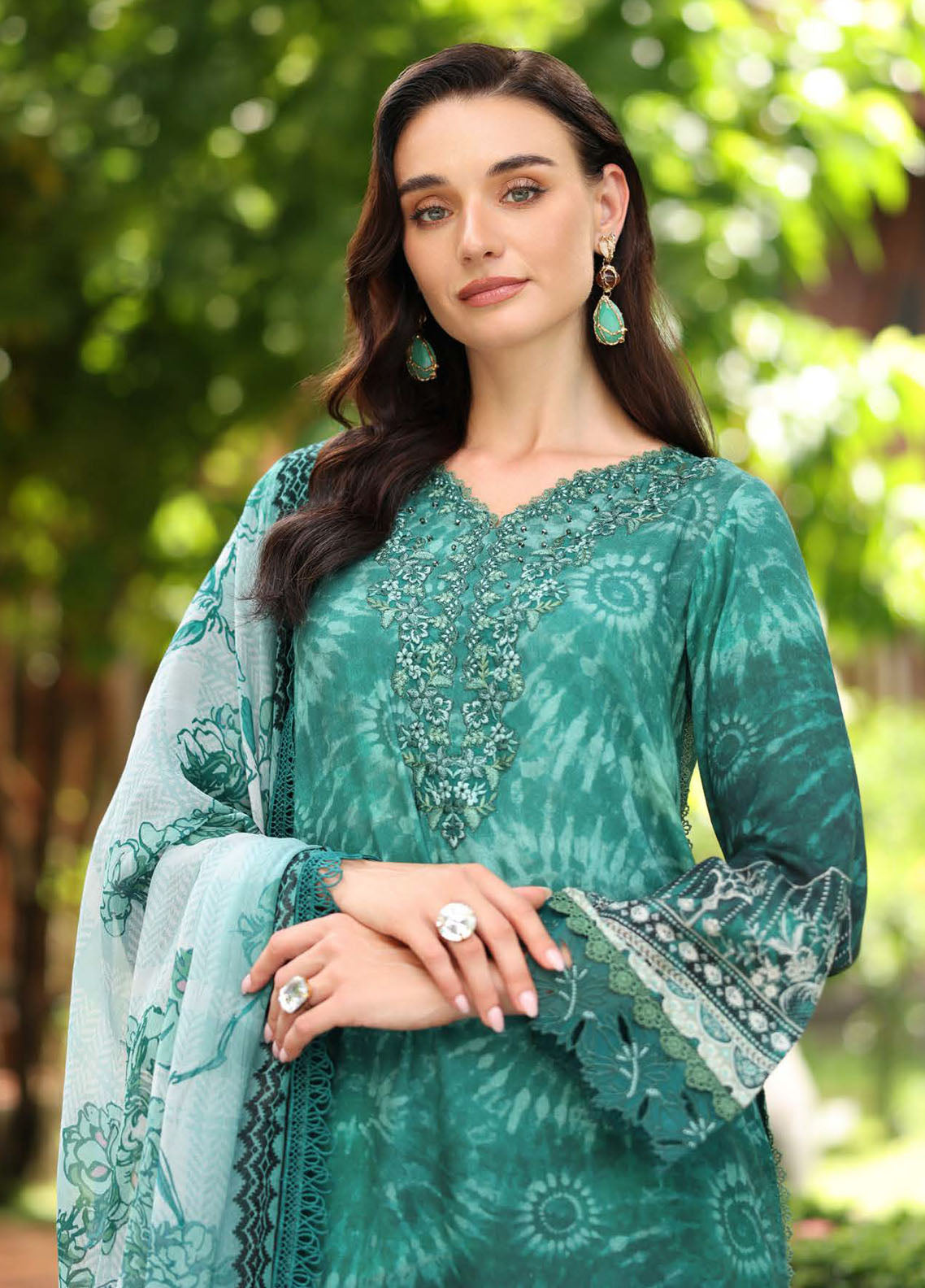 Nureh Embroidered Linen Suits Unstitched 3 Piece NU25DU DD-22