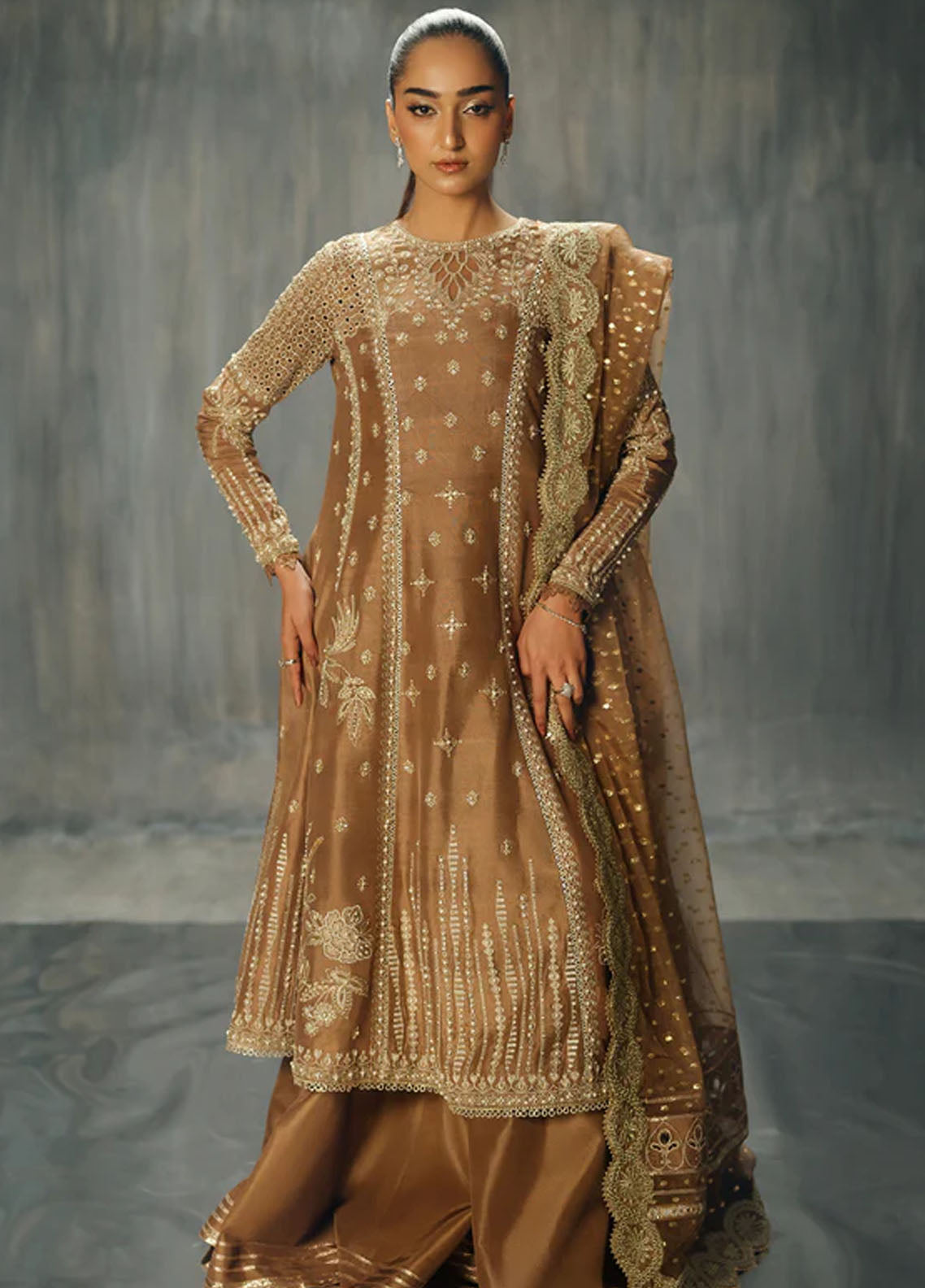 Nyra Pret Embroidered Silk 3 Piece Suit Coco