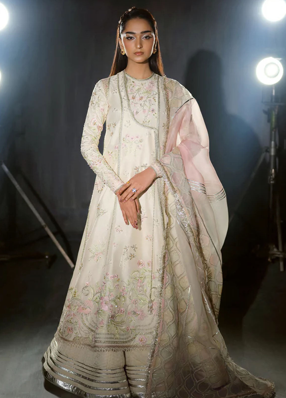 Nyra Pret Embroidered Silk 3 Piece Suit Heer