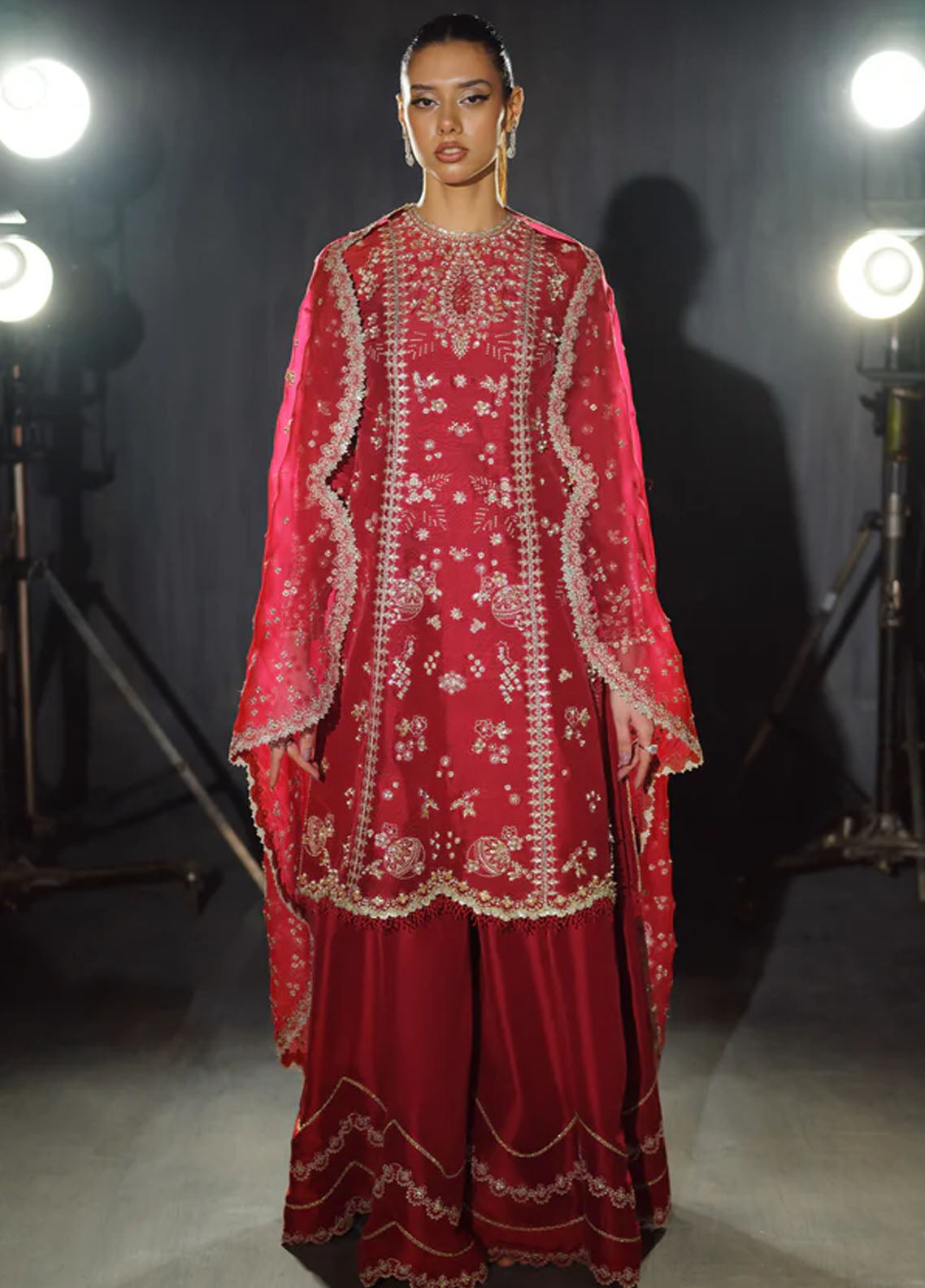 Nyra Pret Embroidered Silk 3 Piece Suit Rosette