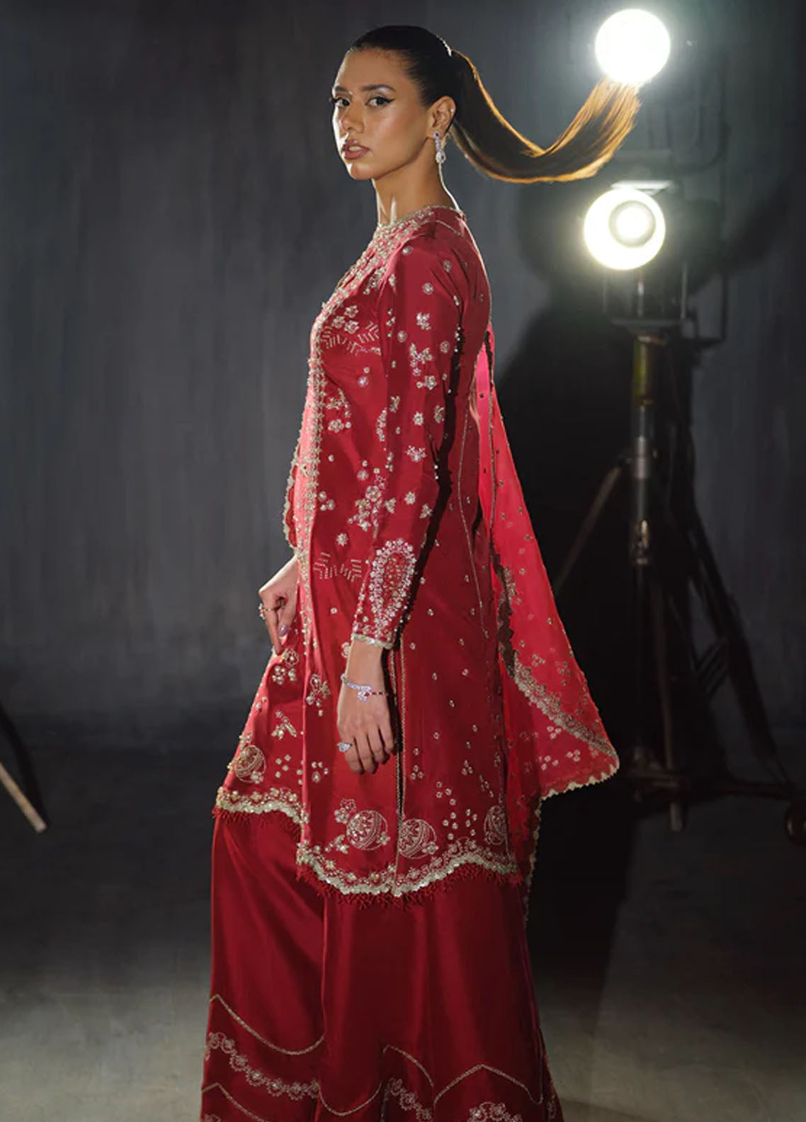 Nyra Pret Embroidered Silk 3 Piece Suit Rosette