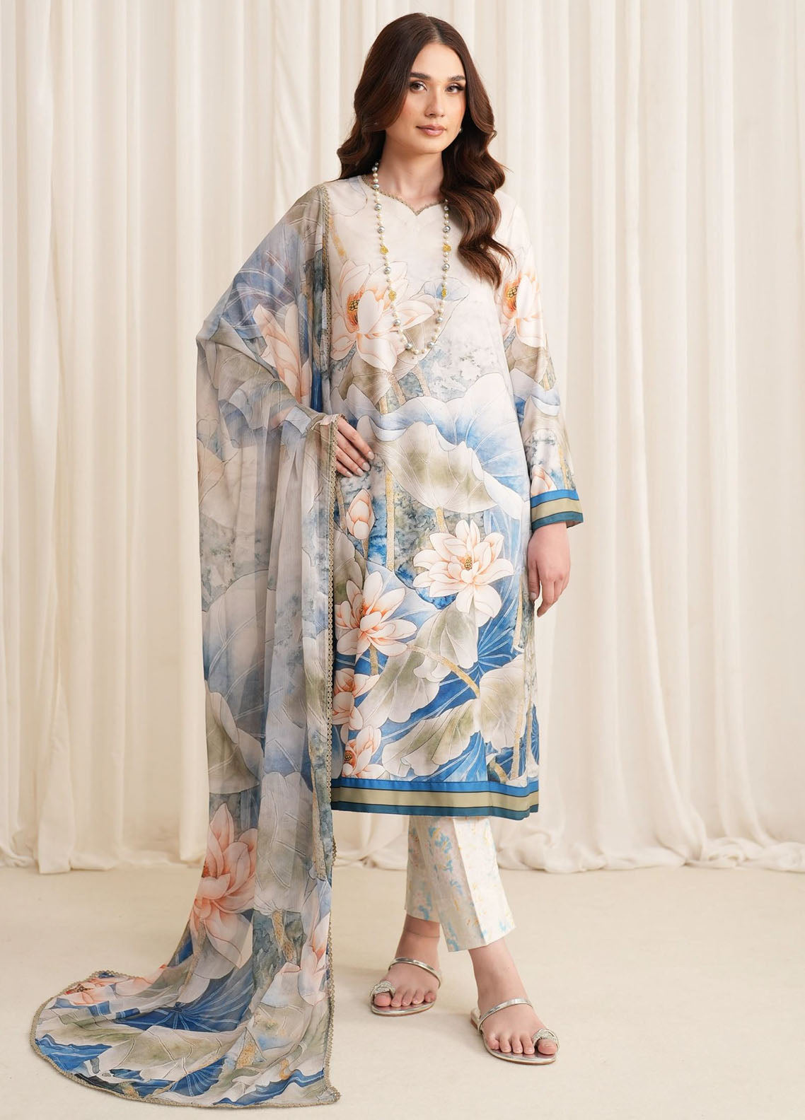 Prints by Zarif Georgette Silk Collection 2024 ZGS-03 Aslaan