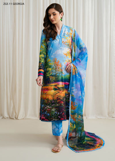 Prints by Zarif Georgette Silk Collection 2024 ZGS-11 Georgia