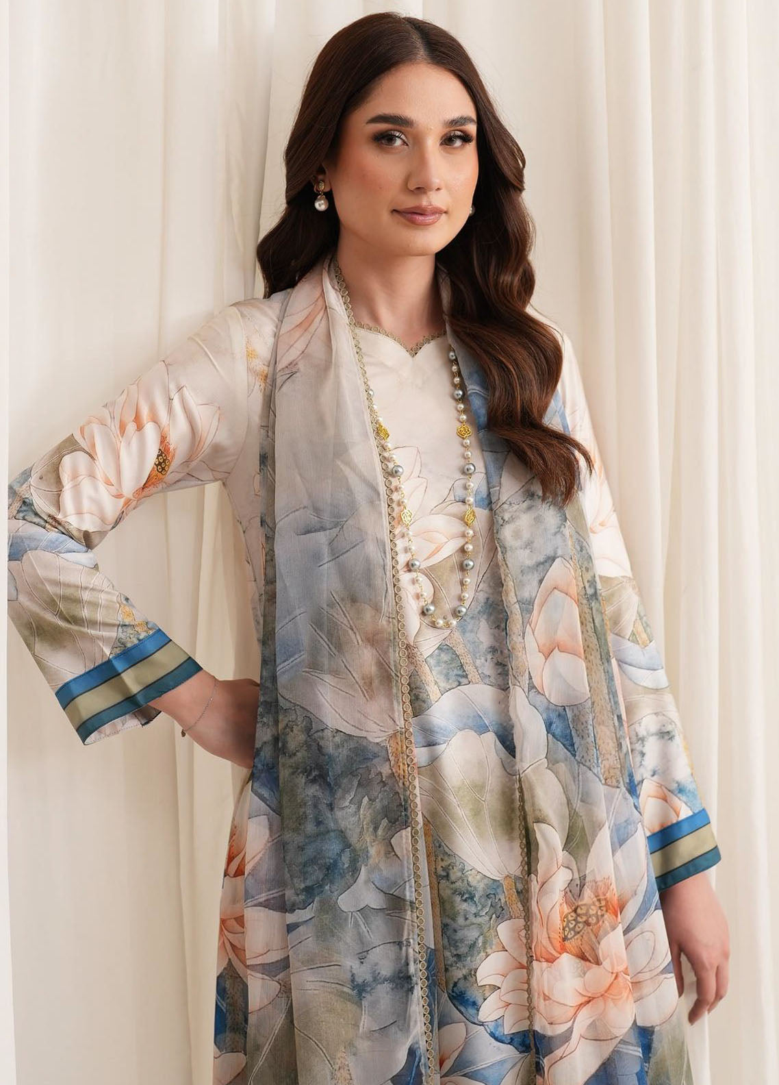 Prints by Zarif Georgette Silk Collection 2024 ZGS-03 Aslaan