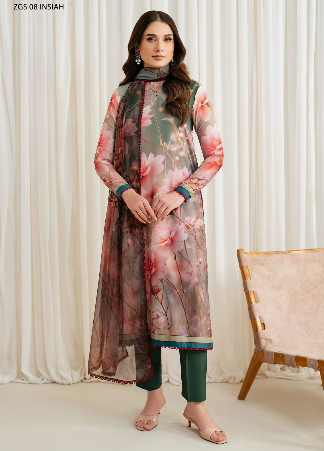 Prints by Zarif Georgette Silk Collection 2024 ZGS-08 Insiah