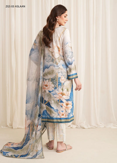 Prints by Zarif Georgette Silk Collection 2024 ZGS-03 Aslaan