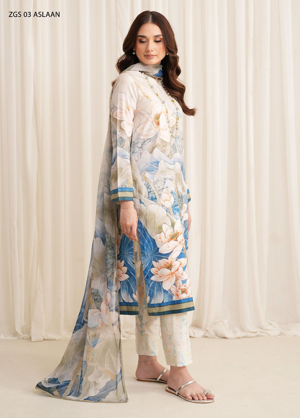 Prints by Zarif Georgette Silk Collection 2024 ZGS-03 Aslaan