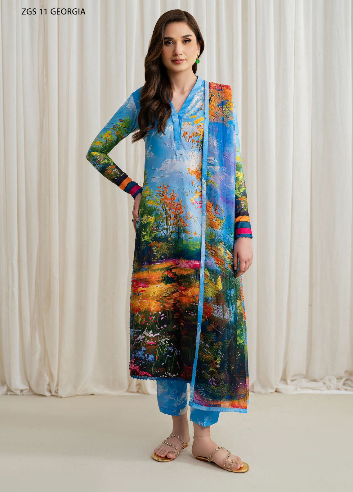 Prints by Zarif Georgette Silk Collection 2024 ZGS-11 Georgia