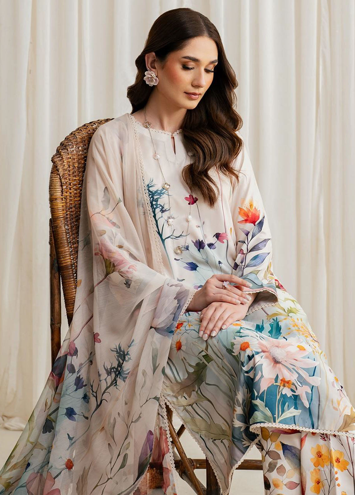 Prints by Zarif Georgette Silk Collection 2024 ZGS-07 Ezrah