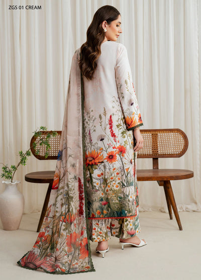 Prints by Zarif Georgette Silk Collection 2024 ZGS-01 Cream