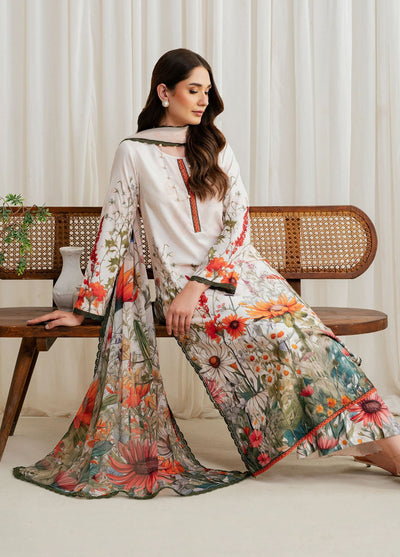 Prints by Zarif Georgette Silk Collection 2024 ZGS-01 Cream