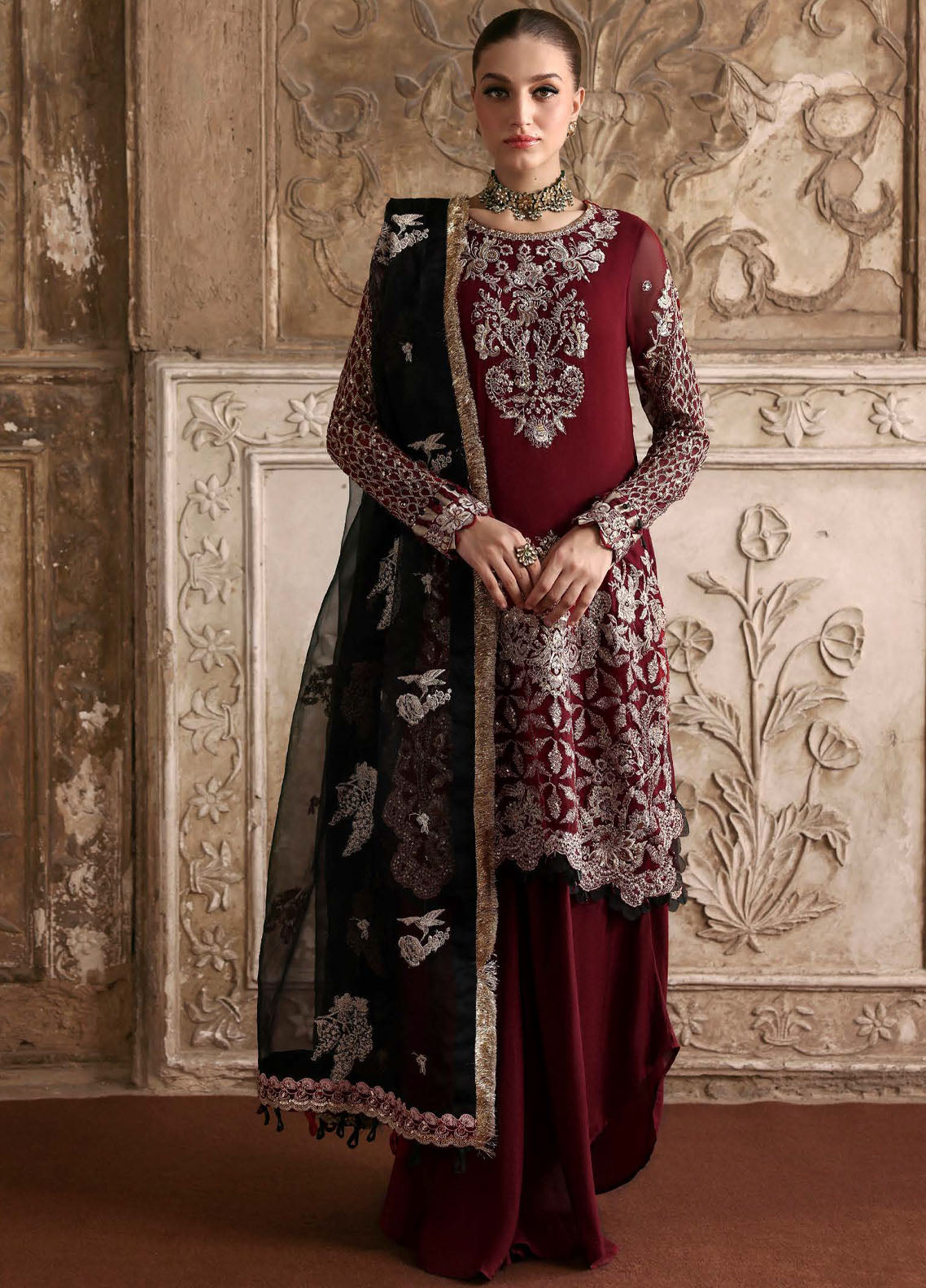 Parishay Embroidered Chiffon Suits Unstitched 3 Piece PRS25JP D-04 JRA - 04
