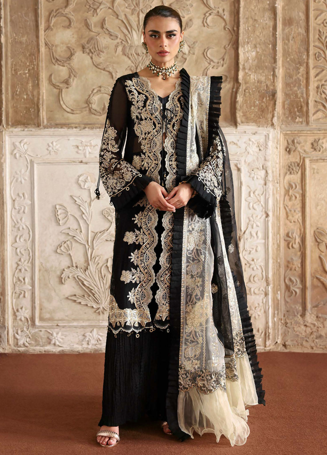 Parishay Embroidered Chiffon Suits Unstitched 3 Piece PRS25JP D-09 JRA - 09