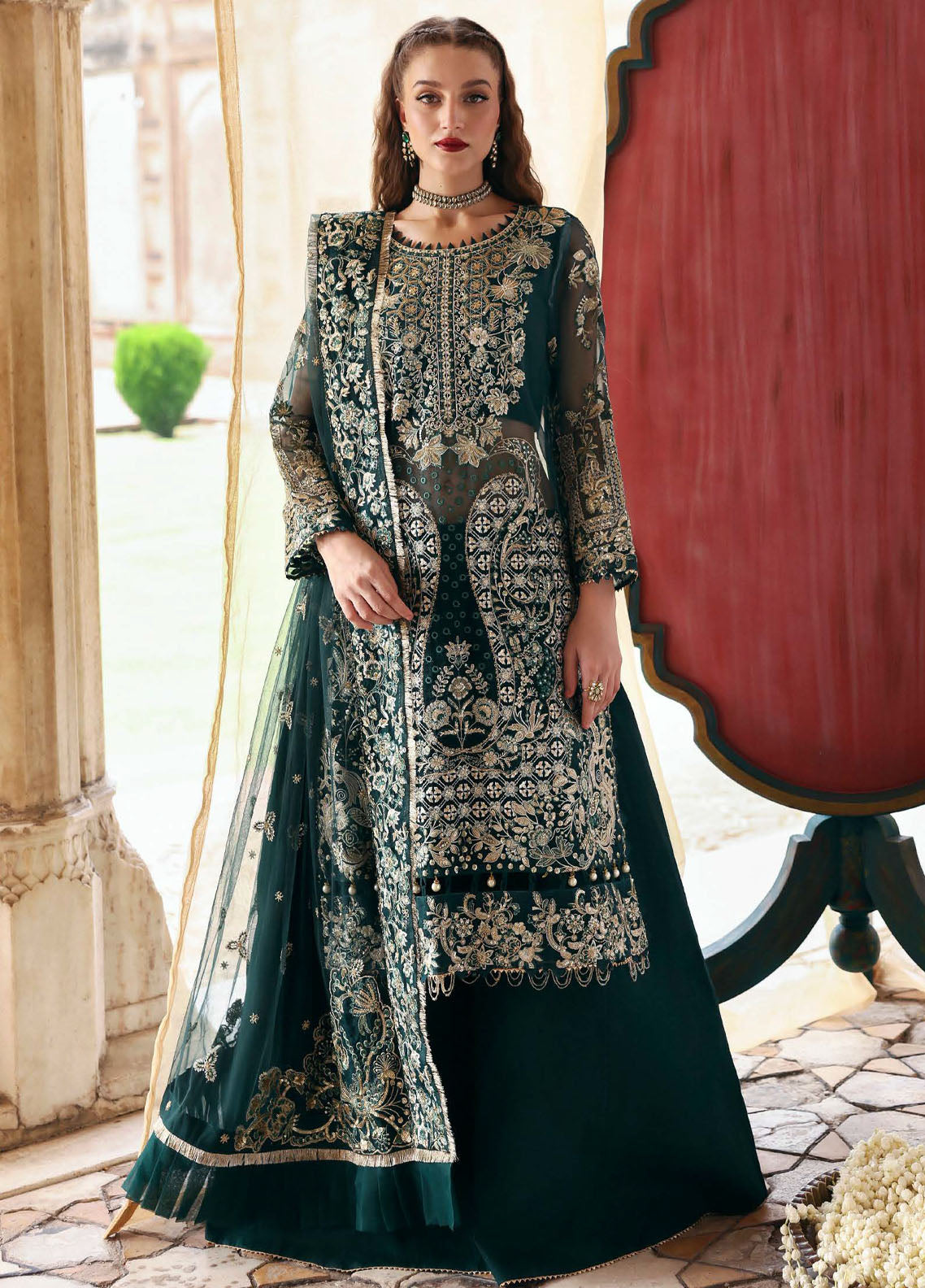 Parishay Embroidered Organza Suits Unstitched 3 Piece PRS25JP D-08 JRA - 08