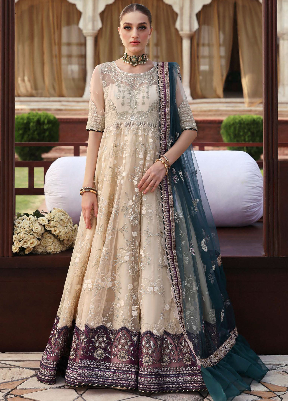 Parishay Embroidered Organza Suits Unstitched 3 Piece PRS25JP D-10 JRA - 10