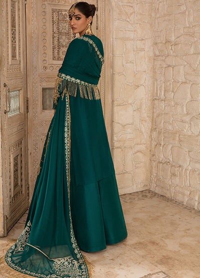 Saffron Pret Embroidered 3 Piece Suit 02 Emerald Elegance