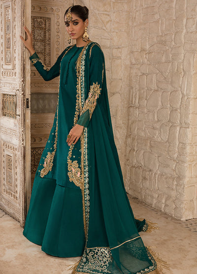 Saffron Pret Embroidered 3 Piece Suit 02 Emerald Elegance