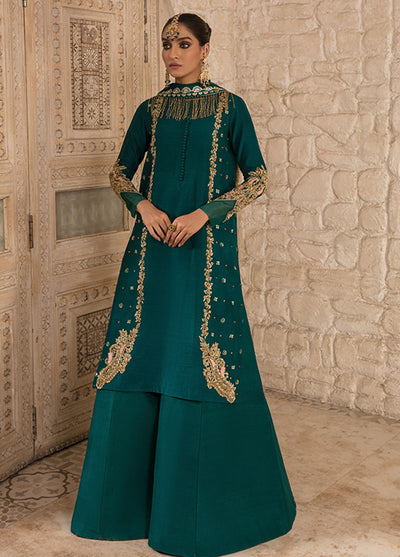 Saffron Pret Embroidered 3 Piece Suit 02 Emerald Elegance