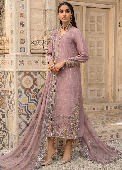 Saffron Pret Embroidered 3 Piece Suit 06 Plum Velvet