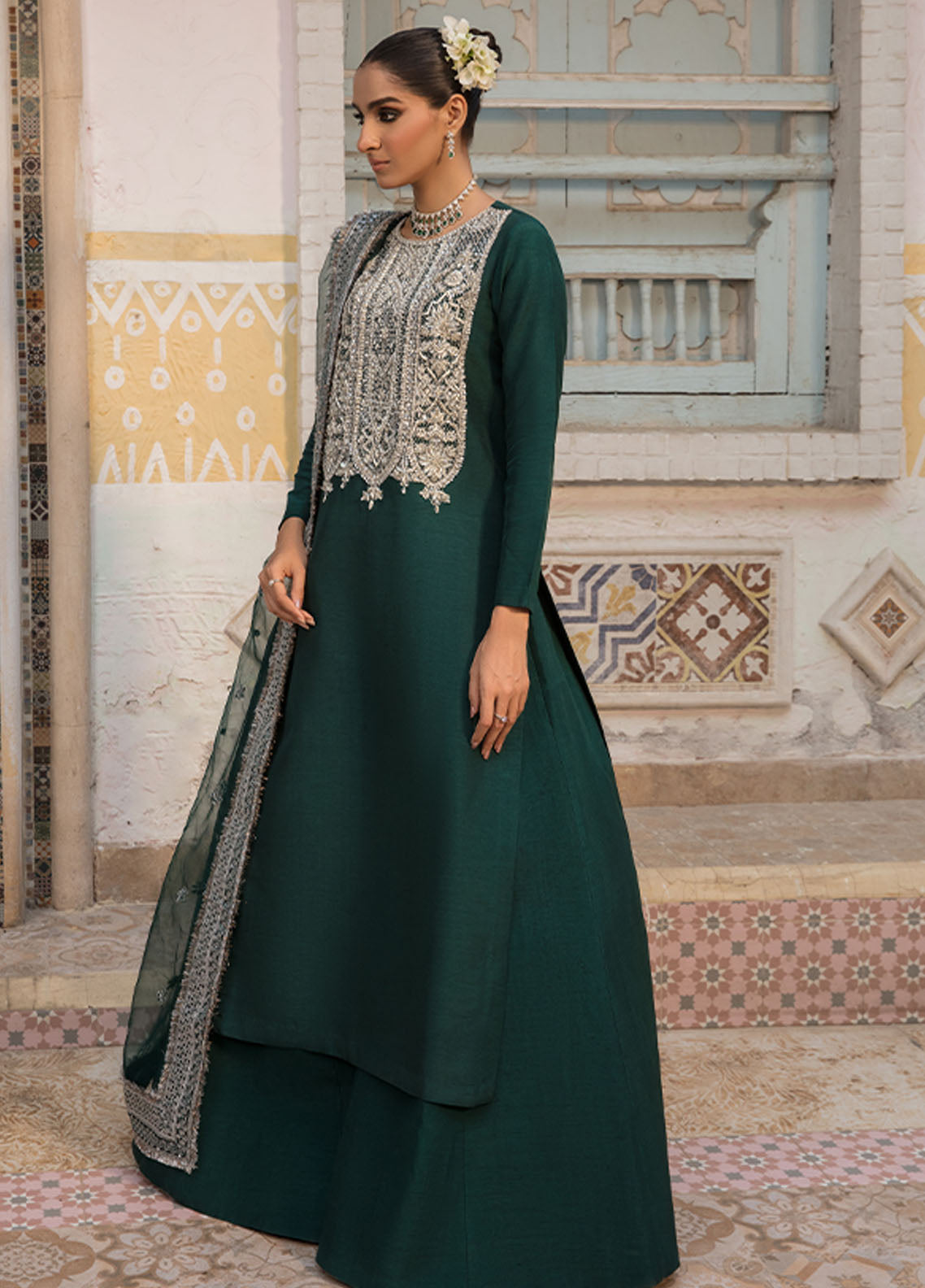 Saffron Pret Embroidered 3 Piece Suit 10 Vibrant Verdant