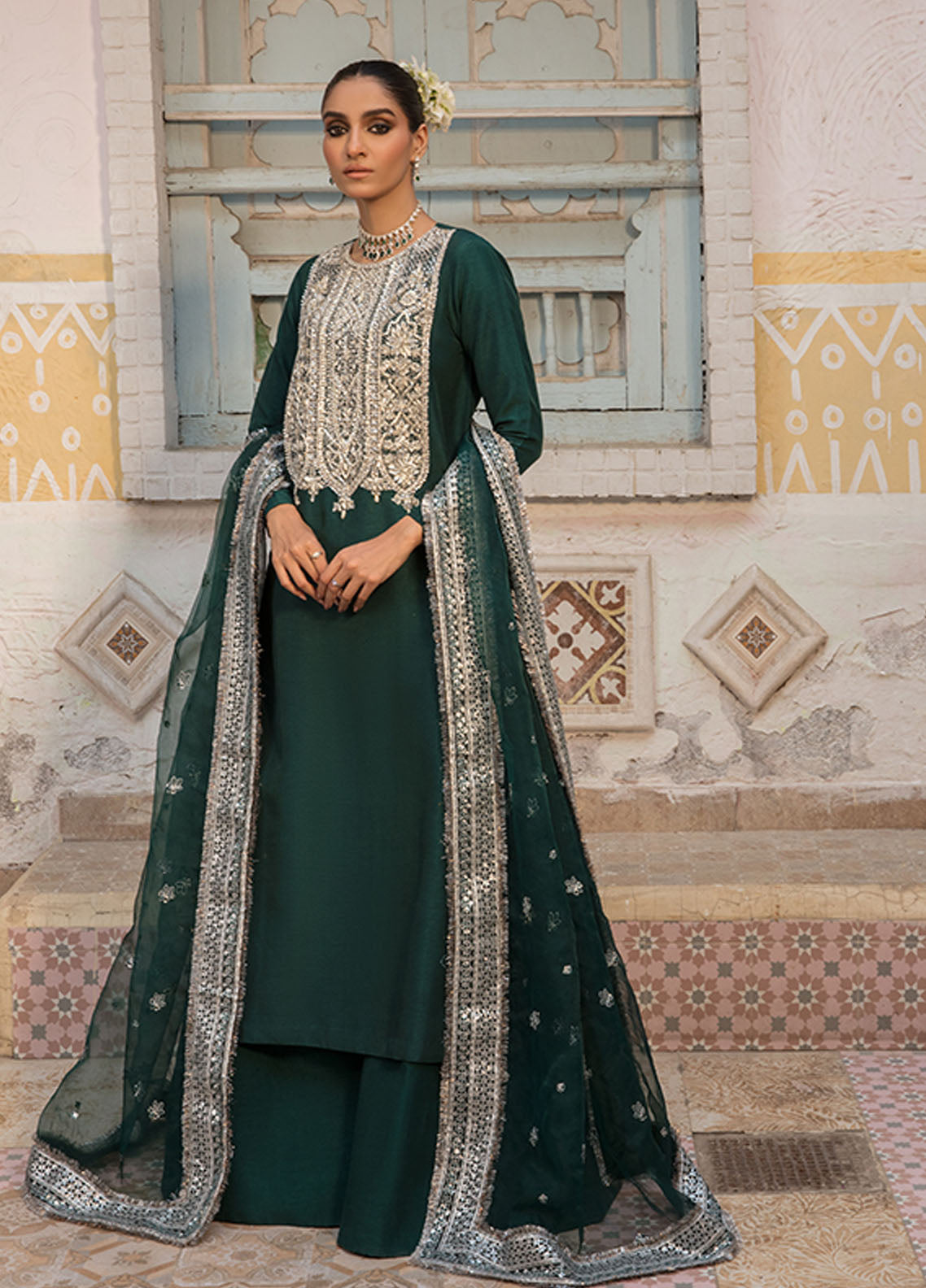 Saffron Pret Embroidered 3 Piece Suit 10 Vibrant Verdant