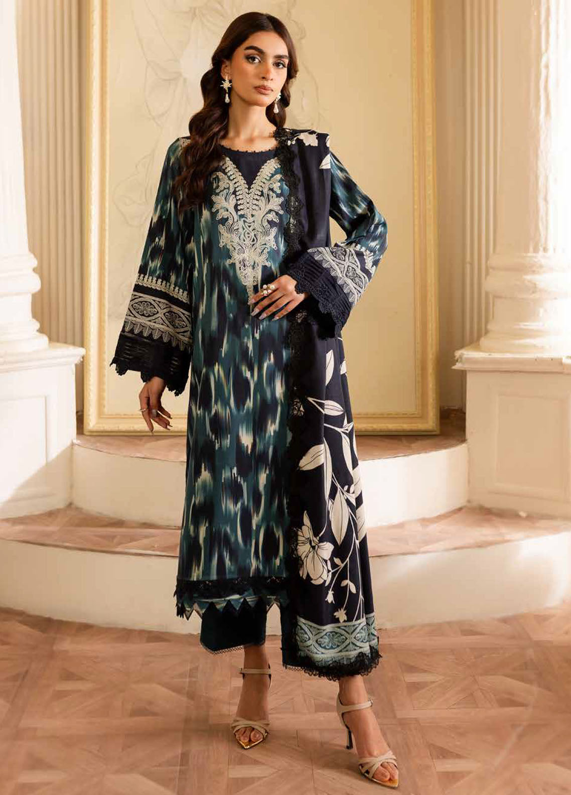 Prints By Nureh Printed Marina Suit Unstitched 3 Piece NU24SW SP-133 - Winter Collection