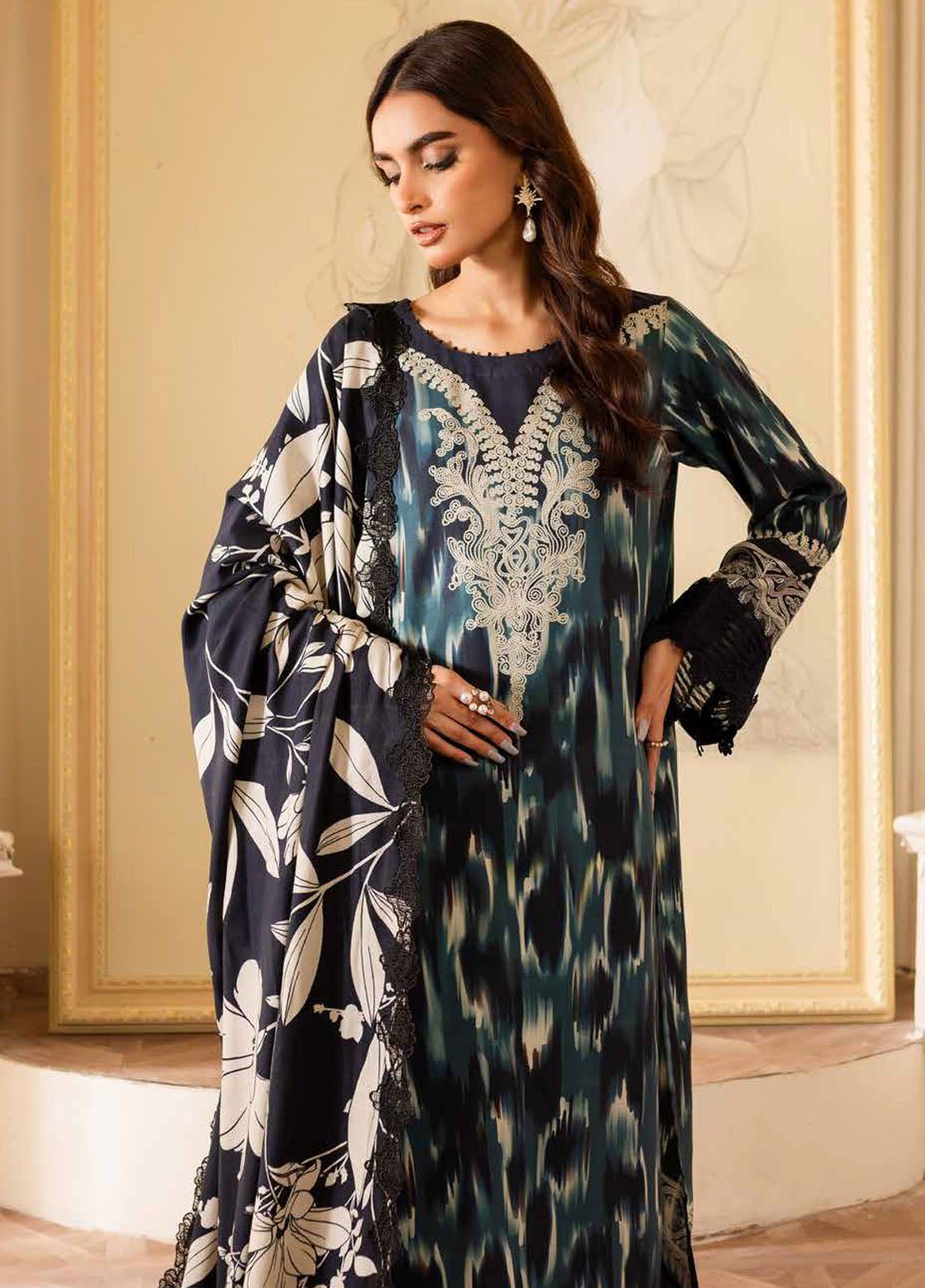 Prints By Nureh Printed Marina Suit Unstitched 3 Piece NU24SW SP-133 - Winter Collection