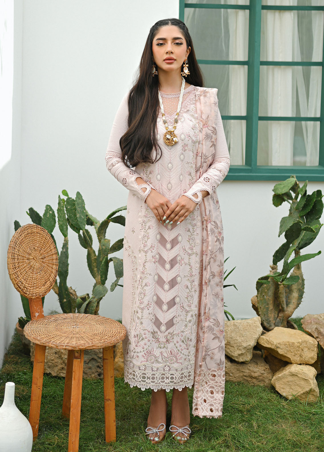 Qalamkar Pret Embroidered Jacquard 3 Piece Suit QLM23-CP2 ZP-03 Cilia