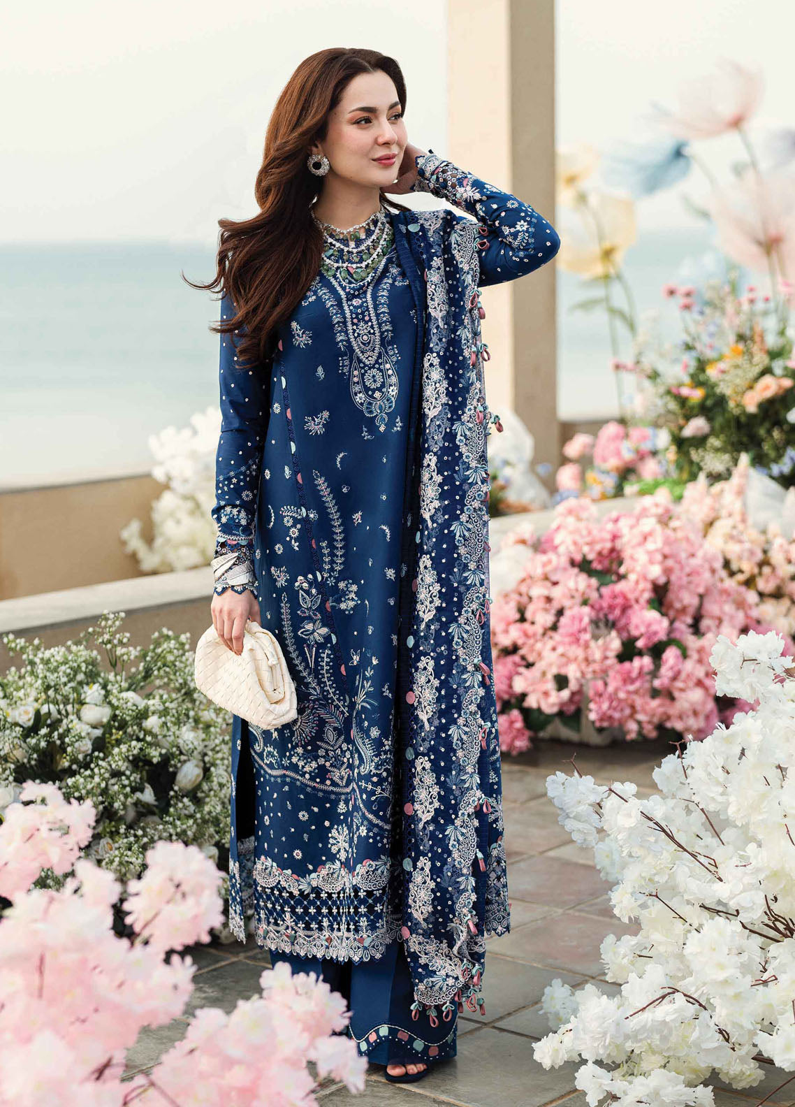 Qalamkar Chikankari Lawn Suits Unstitched 3 Piece QLM25SL FK-05 Aurora